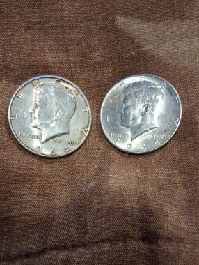 1964 Silver Kennedy Half Dollar Pair - Classic Silver Finish